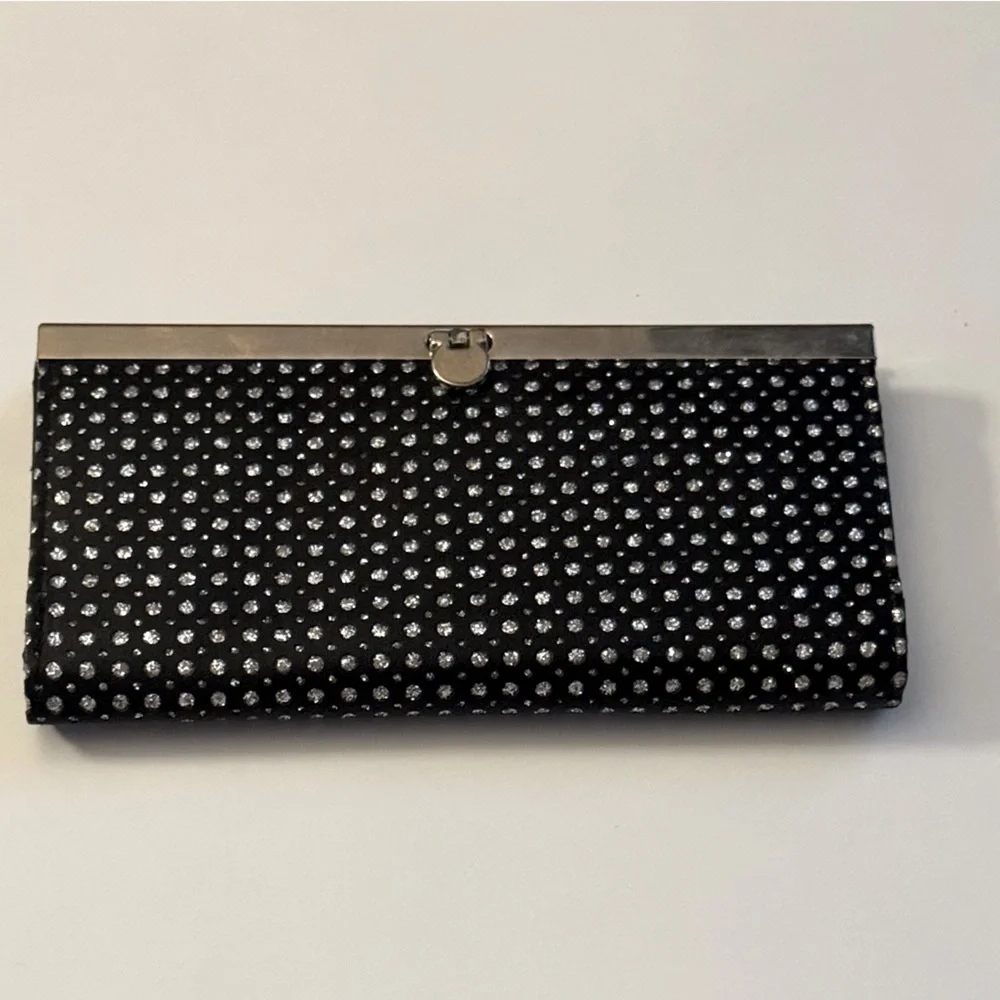 Maurice’s black and silver glitter polka dot wallet